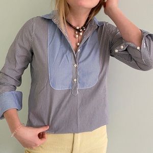 J Crew Bib Popover Stripe Shirt